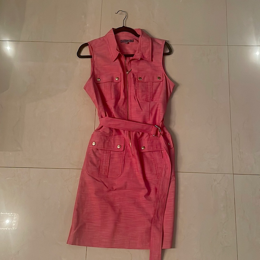 Size 10 redish-pink Sharagano NEW dress.